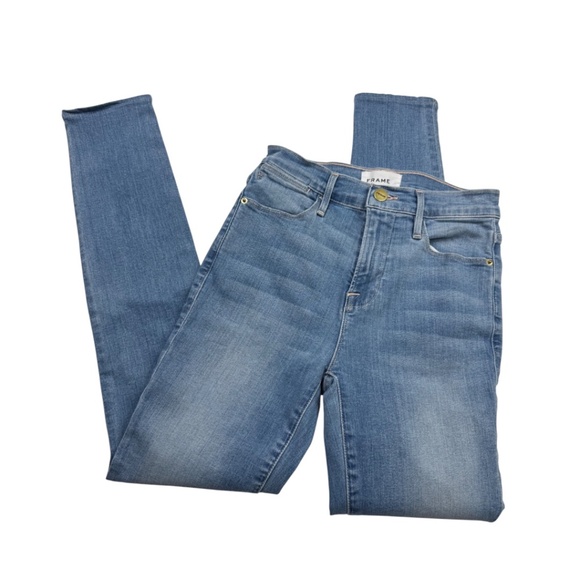 Frame Le High Skinny Jeans Light Wash Europa Stretch Denim Size 25 - Picture 1 of 13